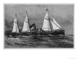American Despatch Boat with Sails as Well as Its Steam Engines Giclee Print by J.o. Davidson