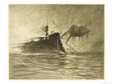 The War of the Worlds, The Torpedo-Boat's Brave Attack on the Martians reproduction procédé giclée par Henrique Alvim Corrêa