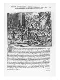 Hernando De Soto Governor of Florida Tortures Native Chiefs Giclee Print by Theodor de Bry