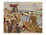 Watching the Approach of Danish Raiders from the English Coast Giclee-trykk av Herbert A. Bone