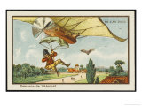 Alighting from an Airship by Parachute Giclee Print by Jean Marc Cote