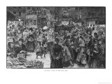 Saturday Evening Shopping in the East End of London Giclee-trykk av Frederick Barnard