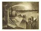 The War of the Worlds, The First ,Falling Star, is Seen Over the Rooftops of London reproduction procédé giclée par Henrique Alvim Corrêa