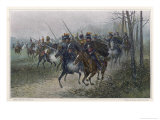 Napoleon and His Staff Surprised by Cossacks During the Retreat from Moscow Giclee Print by V. Chelminski