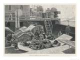 Emigrants Travelling Steerage Sit or Sleep on Deck as Their Ship Carries Them to America Giclee Print by Arnaldo Ferroguti