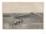 Camel Train in Central Asian Desert Giclee-trykk av R. Bong Camel Train in Central Asian Desert Giclee-trykk av R. Bong