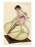 Lightly-Dressed Girl Riding an Egg reproduction procédé giclée par Luciano Achille