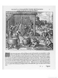 The Spaniards on Hispaniola Having Exhausted the Gold Mines Force Their Slaves to Cultivate Sugar Giclée-Druck von Theodor de Bry
