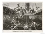 Slaves Being Lowered into the Hold of a Slave Ship Lámina giclée por Francois Auguste Biard