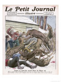 In Romania Hungry Wolves Invade a Village and Attack the Peasants Giclee Print by Andre Galland