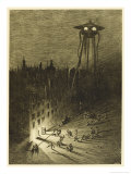 The War of the Worlds, a Martian Machine Contemplates the Drunken Crowd Giclee Print by Henrique Alvim Corrêa