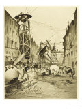 The War of the Worlds, after the Death of the Martian Invaders Londoners Examine Their Machines Giclee Print by Henrique Alvim Corrêa