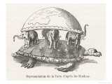 According to Hindu Belief the Earth is Supported on Elephants Standing on a Tortoise Giclee Print by Flammarion 