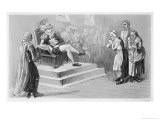 North Berwick Witches: on Trial Before King James Geillis Duncan Plays the Tune She Played to Satan Giclee Print by F. Armytage