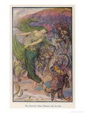 Sea-Lady Surrounded by Sea Creatures and a Young Man Playing Bagpipes Giclee Print by Henry Justice Ford