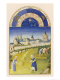 June Making Hay Within Sight of the Royal Palace at Paris the Sainte Chapelle and the Conciergerie reproduction procédé giclée par Pol De Limbourg