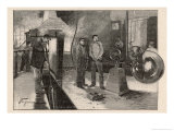 Blowing a Large Globe Using Compressed Air in a French Glassworks Giclee Print by Frederic De Haenen