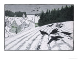 Crows Search for Food in the Snow in Fields on the Outskirts of a German Village Lámina giclée por Walther Georgi Crows Search for Food in the Snow in Fields on the Outskirts of a German Village Lámina giclée por Walther Georgi