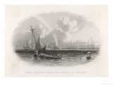 British Naval Boat Taking Soundings Under the Batteries of Cronstadt Giclee Print by Brandard 
