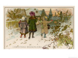 Children Take Christmas Gifts to Underprivileged Villagers Giclee Print by Woldemar Friedrich
