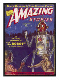 "I Robot" (Eando Binder) the Robot Adam Link is Attacked Giclee Print by Robert Fuqua