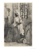 Mary Queen of Scots Prisoner at Tutbury Uses Pigeon to Communicate with Babington reproduction procédé giclée par Victor Jean Adam