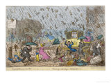 Raining Cats and Dogs, and Pitchforks reproduction procédé giclée par George Cruikshank