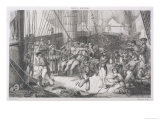 French Warship in Battle Giclee-trykk av Francois Auguste Biard