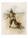 Robinson Crusoe Finds "The Print of a Man's Naked Foot in the Shore" Giclee Print by J. Finnemore