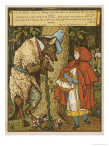 Little Red Riding Hood Meets the Wolf in the Woods reproduction procédé giclée par Walter Crane