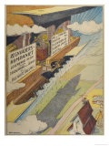 Farmer Directs the Rain- Making Airship to Where He Wants His Crops Watered Giclee Print by Fartz 