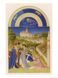 April Courtly Life in the Grounds of the Chateau De Dourdan Giclee Print by Pol De Limbourg