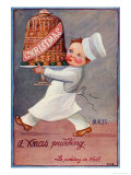 Young Chef Carries in a Decorated Pudding reproduction procédé giclée par M. Alys