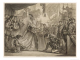 Queen Elizabeth I Knights Francis Drake on His Ship 