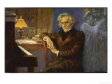 Hector Berlioz, Composing Les Troyens Giclee-trykk av L. Balestrieri