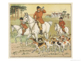 Huntsman Blows His Horn to Start the Hunt reproduction procédé giclée par Randolph Caldecott