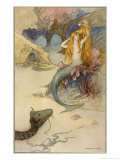 Mermaid Combing Her Hair reproduction procédé giclée par Warwick Goble