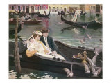 Couple in a Gondola on the Canals of Venice Giclee Print by L. De Joncieres