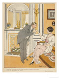 Kissing the Hand a Lady in Her Sitting Room Extends Her Hand for a Monocled Gentleman to Kiss reproduction procédé giclée par Fabien Fabiano