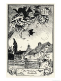 Milkmaid is Somewhat Surprised to See a Flight of Witches Overhead Making for the Sabbat Stampa giclée di H.m. Brock Milkmaid is Somewhat Surprised to See a Flight of Witches Overhead Making for the Sabbat Stampa giclée di H.m. Brock