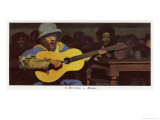 Musician in Rural European Pub Sings for His Beer reproduction procédé giclée par A. Devambez