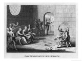 "The Punishment of Scourging," a Prisoner is Tied in a Cell and Flogged reproduction procédé giclée par Dom Augustin Calmet