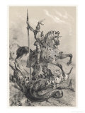 The Fearful Dragon of Rhodes is Slain by the Bold Knight Dieu-Donne De Gozon reproduction procédé giclée par Victor Jean Adam