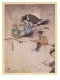 Witch Flies Through the Air with Her Companions Giclee Print by Florence Anderson