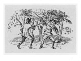 Robin Hood and the Tanner Fight with Quarterstaffs Giclee Print by Thomas Bewick