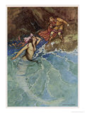 The Mermaid Falls in Love with the King reproduction procédé giclée par Warwick Goble