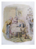 Oliver Twist is Cared for by the Benevolent Mr. Brownlow Giclée-Druck von George Cruikshank