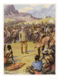 Cecil Rhodes, Statesman and Imperialist in South Africa Making Peace with the Matabele 1896 Giclee Print by Howard Davie