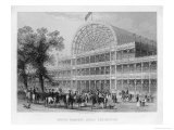 The Exhibition Hall with People Some on Horseback Milling Around in Front of It Giclee Print by H. Bibby