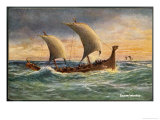 Two-Masted Saxon Warship Under Sail Giclee Print by R. Gallan